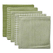 Contemporary Home Living 5-Piece Assorted Antique Green and White Dish Cloth, 12" (Pack of 2)