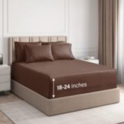 CGK Unlimited 6 Piece Extra Deep Pocket Microfiber Sheet Set - California King - Brown