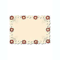 Heritage Lace Set of 4 Beige with Embroidered Orange Flowers Placemats 14