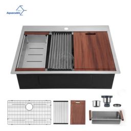 Aquacubic Sanitaryware  Aqucubic Gunmetal black handmade 16 Gauge Stainless Steel Top Mount