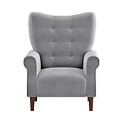 Lazzara Home Cecily Dark Gray Velvet Tufted Back Club Accent Chair