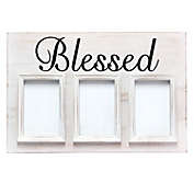 Elegant Designs 3 Photo Collage Frame 4x6 Picture Frame, White Wash &quot;Blessed&quot;
