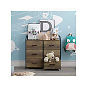 HOMFAFURNITURE 6 Fabric Drawers Dresser, Lightweight Storage Cabinet Rustic Brown