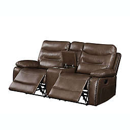 Yeah Depot Aashi Loveseat w/Console (Motion), Brown Leather-Gel Match