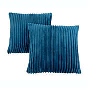 Monarch Specialties I 9359 Pillow - 18&quot; X 18&quot; / Blue Ultra Soft Ribbed Style / 2pcs