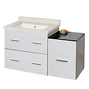 American Imaginations 37 75-in W Wall Mount White Vanity Set For 1 Hole Drilling Beige Top Biscuit UM Sink