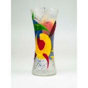 Art Glass Designs 11" Yellow and Red Abstract Tabletop Glass Vase