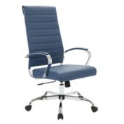 LeisureMod Benmar High-Back Leather Office Chair - Navy Blue