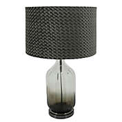Kingston Living 23.5" Gray and Brown Glass Pleated Two Tone Table Lamp with Textured Drum Shade