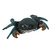 Fancy That Hand Painted Metal Blue Crab Trinket Box With Hinged Lid 9.5 Inches Long
