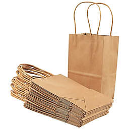 Juvale Small Brown Gift Bags with Handles for Birthday Party Favors Goodies (Kraft Paper, 8.5 x 5.25 x 3 In, 24 Pack)