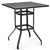 Costway 32 Inches Outdoor Steel Square Bar Table with Powder-Coated Tabletop