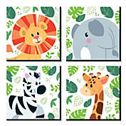 Big Dot of Happiness Jungle Party Animals - Safari Animal Kids Room, Nursery & Home Decor - 11 x 11 inches Wall Art - Set of 4 Prints for baby&#39;s room
