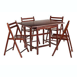 Taylor 5-Pc Drop Leaf Table with Folding Chairs, Walnut