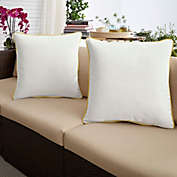 Outdoor Living and Style Set of 2 Sunbrella Canvas Natural and Sunflower Yellow Outdoor Decorative Square Pillows, 18"