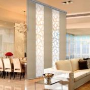 Hermosa Home Tetra/Blushed Cream 5-Panel Adjustable Sliding Single Rail Track With 15.75" Panels, Extendable 40"-70"W x 91.4"L
