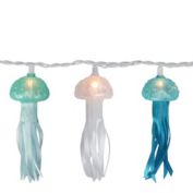 Dennis East 10 Blue, Green and White Jelly Fish Summer Patio String Lights - 8.5 ft White Wire