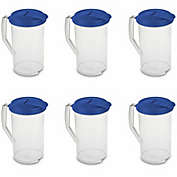 Kitcheniva Clear Plastic Drink Pitcher with Leak Proof Lid, Blue (6 Pack)