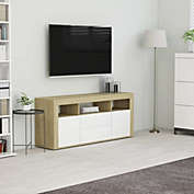 Home Life Boutique TV Cabinet White and Sonoma