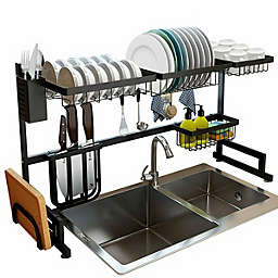 Kitcheniva 2-Tier Stainless Steel Over Sink Dish Drying Rack, Black