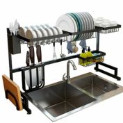 Kitcheniva 2-Tier Stainless Steel Over Sink Dish Drying Rack, Black