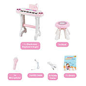 Gymax 37 Key Toy Piano Keyboard w/ Stool Microphone Electronic Organ for Kids
