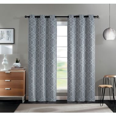 Kate Aurora Modern Living 2 Pack Aries Geometric Light Reducing Grommet Curtains - Gray. View a larger version of this product image.