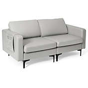 Slickblue Modern Loveseat Sofa Couch with Side Storage Pocket-Light Grey