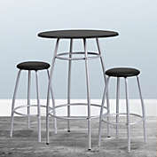 Emma and Oliver Bar Height Table Set with Padded Stools