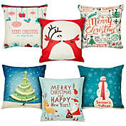 Juvale 18x18 Holiday Throw Pillow Covers, Merry Christmas, Seasons Tidings, Happy New Year (6 Pack)