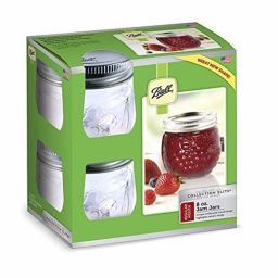 Ball (#1440081210) Embossed 8-ounce Elite Collection Jam Jar- Pack of 4
