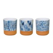 Melrose Set of 3 Blue and White Abstract Painted Planter Pots 3.5"