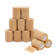 Juvale 12 Rolls Self Adhesive Bandage Wrap, 3 Inch x 5 Yards Cohesive Vet Tape for First Aid Kit, Sports (Tan)