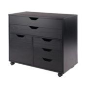 Winsome Wood Home Office Halifax 3 Section Mobile Storage Cabinet, Black