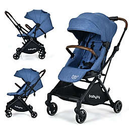 Slickblue 2-in-1 Convertible Aluminum Baby Stroller with Adjustable Canopy-Blue