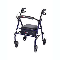 Carex Steel Rollator Walker with Seat and Wheels - Rolling Walker for Seniors - Walker Supports 350lbs, Foldable, For Those 5'0