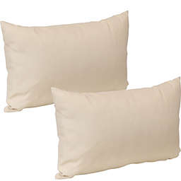 Sunnydaze 2 Outdoor Lumbar Throw Pillows - 12 x 20-Inch - Beige
