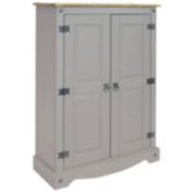 Sunnydaze 2-Door, 2-Shelf Accent Cupboard - Solid Pine - Gray - 43" H