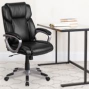 Flash Furniture Carolyn Mid-Back Black LeatherSoft Executive Swivel Office Chair with Padded Arms