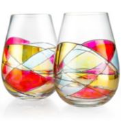 Artisanal Hand-Painted Stemless Glasses