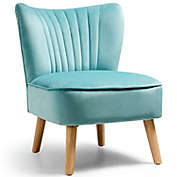 Slickblue Armless Accent Chair Modern Velvet Leisure Chair-Green