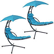 Sunnydaze Floating Chaise Lounge Chair with Umbrella - Set of 2 - Teal