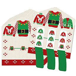 Big Dot of Happiness Ugly Sweater - Holiday and Christmas Party Game Pickle Cards - Pull Tabs 3-in-a-Row - Set of 12