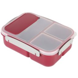 Spice by Tia Mowry Spicy Thyme 9.8in Lunch Box Container with Fork and Spoon in Dark Pink