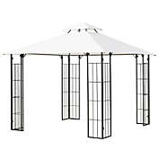 Outsunny 10&#39; x 10&#39; Outdoor Patio Gazebo Canopy with Vented Roof, Elegant Metal Frame, & Included Ground Stakes/Guy Ropes