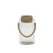 Cheungs Decorative Round Glass Jar With Rope Wrapped Neck - Small