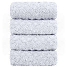 PiccoCasa Soft Cotton Bath Towel for Bathroom Set of 4, Jacquard Diamond 100% Cotton Soft and Highly Absorbent Bath Towels Washcloths Quick Dry Shower Towels, 27