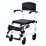 Slickblue Bathroom Shower Toilet Commode Wheelchair with Drop Arms