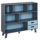Alternate image 0 for HOMCOM 3-Tier Child Bookcase Open Shelves Cabinet Floor Standing Cube Storage Organizer with Drawers - Dark Blue