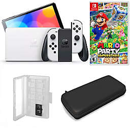 Nintendo Switch OLED in White with Mario Party Superstars and Accessories